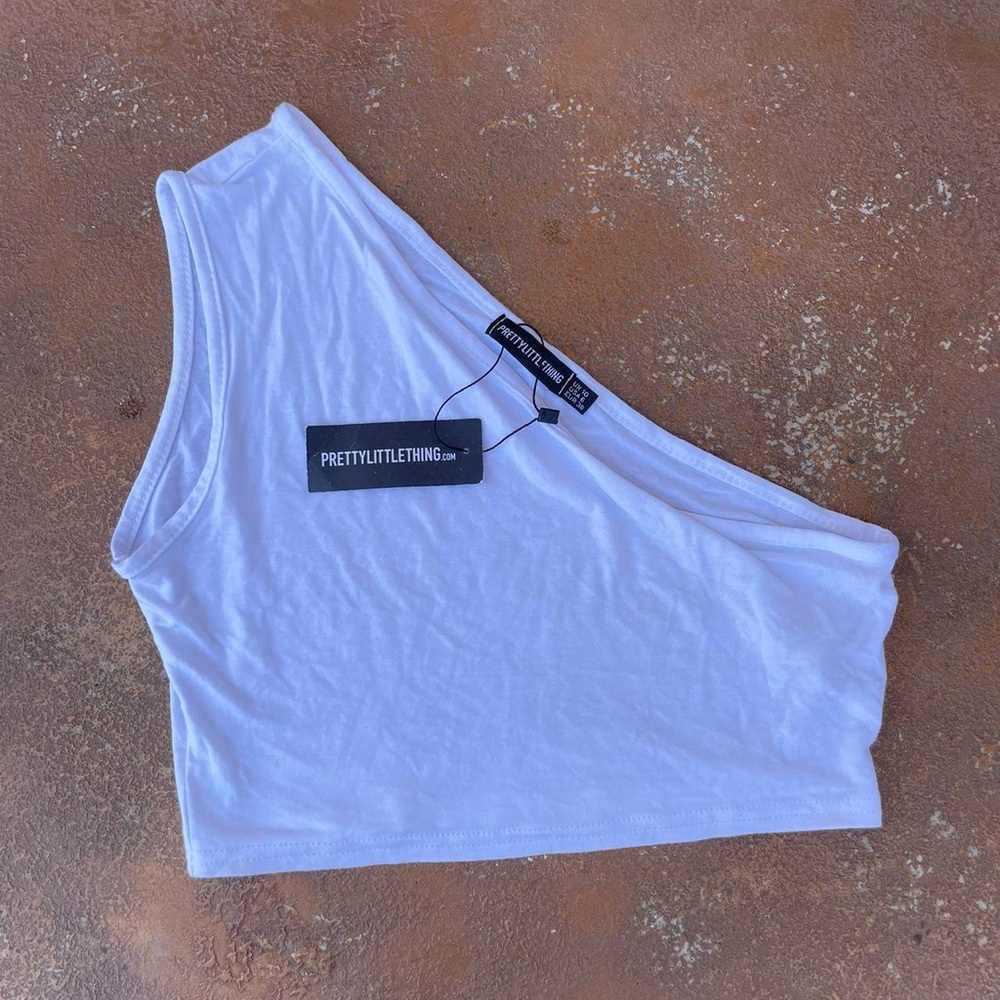 NWT pretty little things one shoulder white crop top sz 6